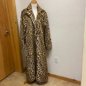 Leopard Faux Fur Floor Length Coat XL